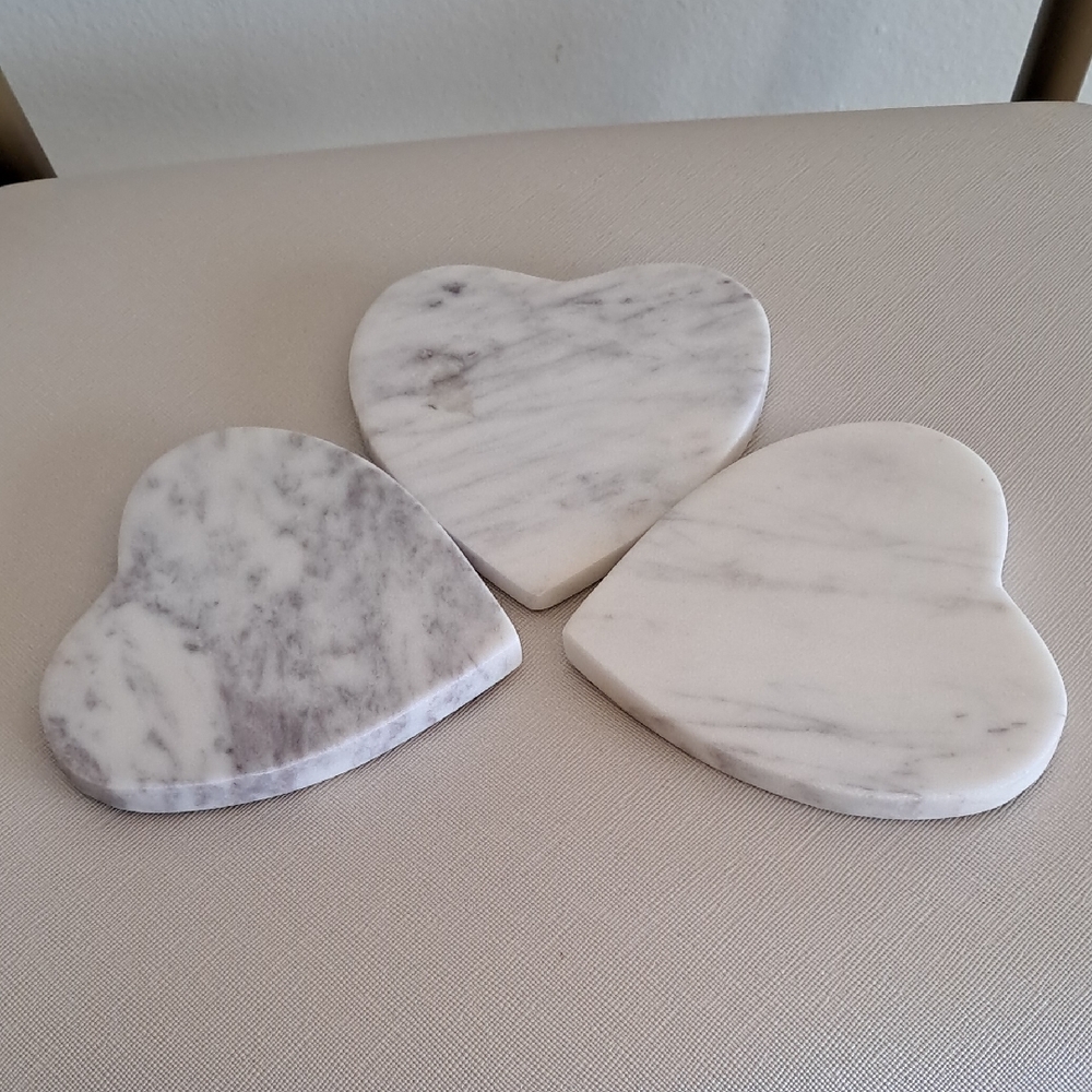 Heart-Shaped Marble Coasters Set